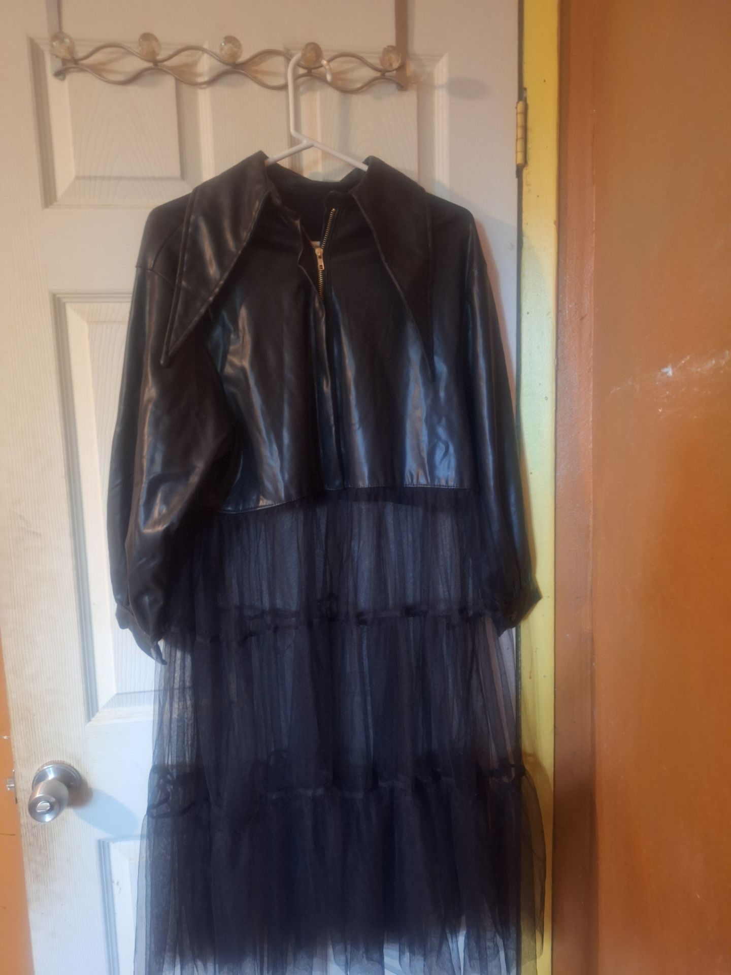 Leather jacket/tulle skirt . Party. Bikers style etc.. Medium to large