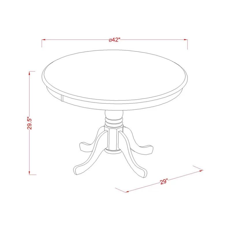Cappuccino Asian Wood Dining Table. Round Table Top with Pedestal Legs. Wood construction and solid wood tabletop.