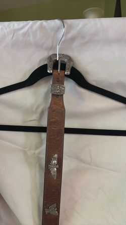 Brown Leather Western Belt with Silver Buckle