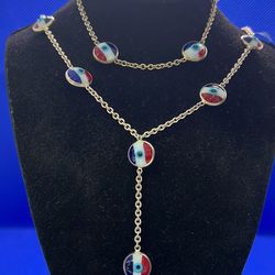 Sterling Silver Evil Eye Necklace And Bracelet 
