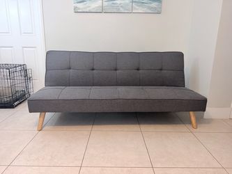 Gray Tufted Futon Sofa Bed