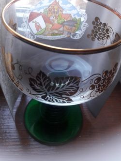 Set of 12 gold trim hand printed scenes