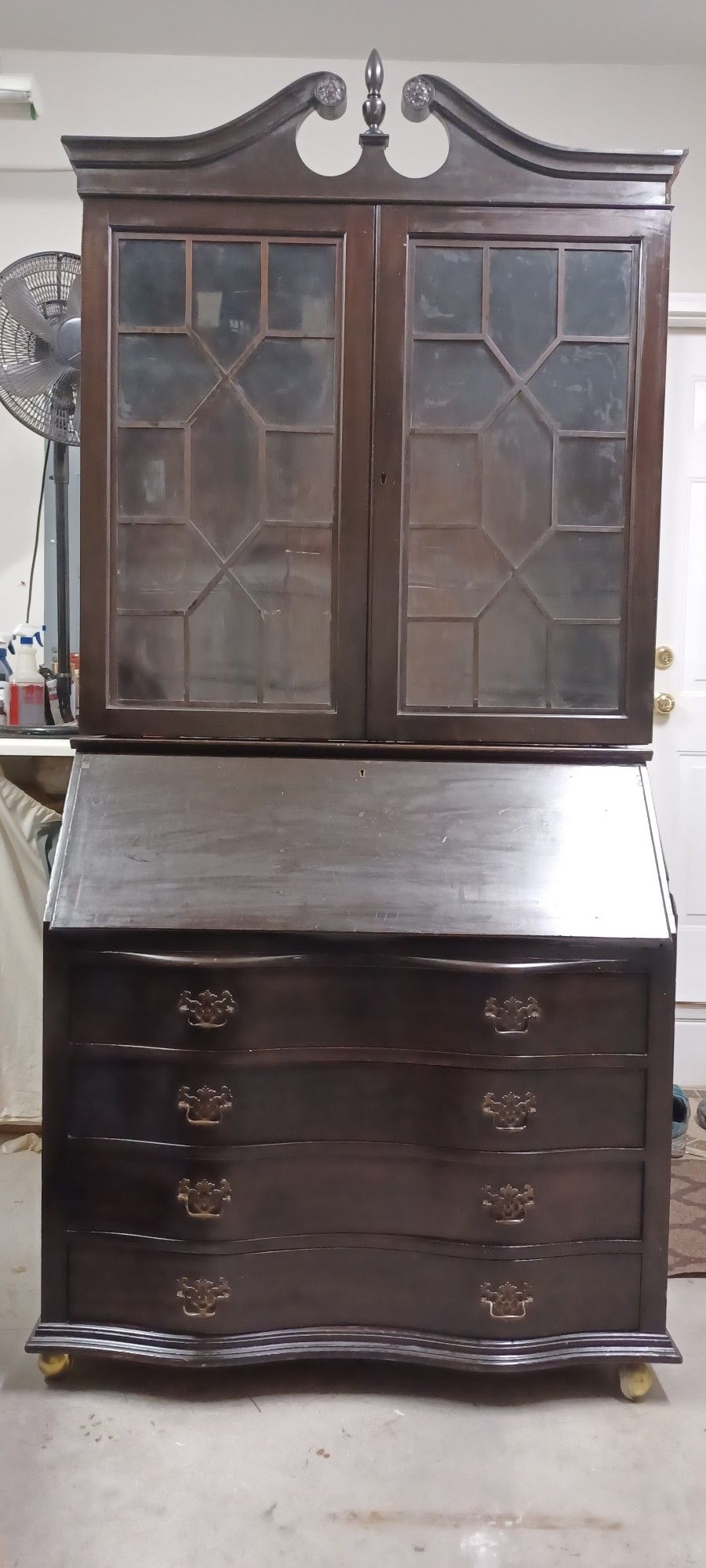 1930's Antique Secretary Desk With Cabinet