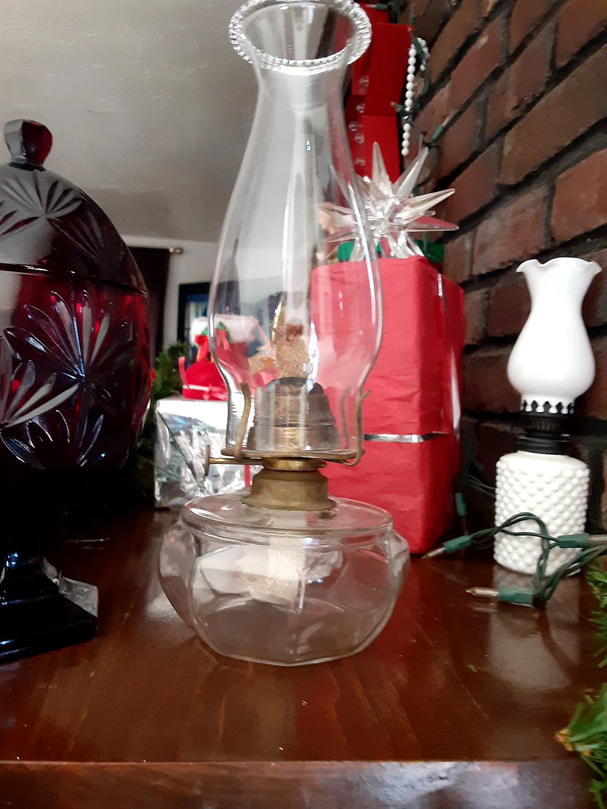 Vintage oil lamp glass