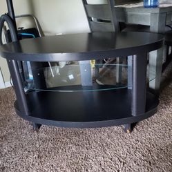 OVAL TV STAND W/GLASS SHELF