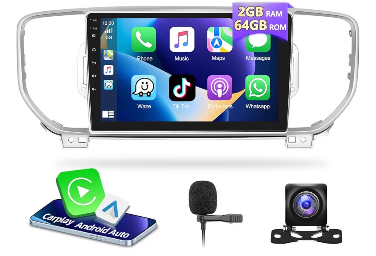 2+64G] Car Radio for KIA Sportage KX5 2016 2017 2018 - Wireless Carplay and Android Auto, 9 inch HD Touch Screen KIA Android 13 Head Unit - Voice Cont