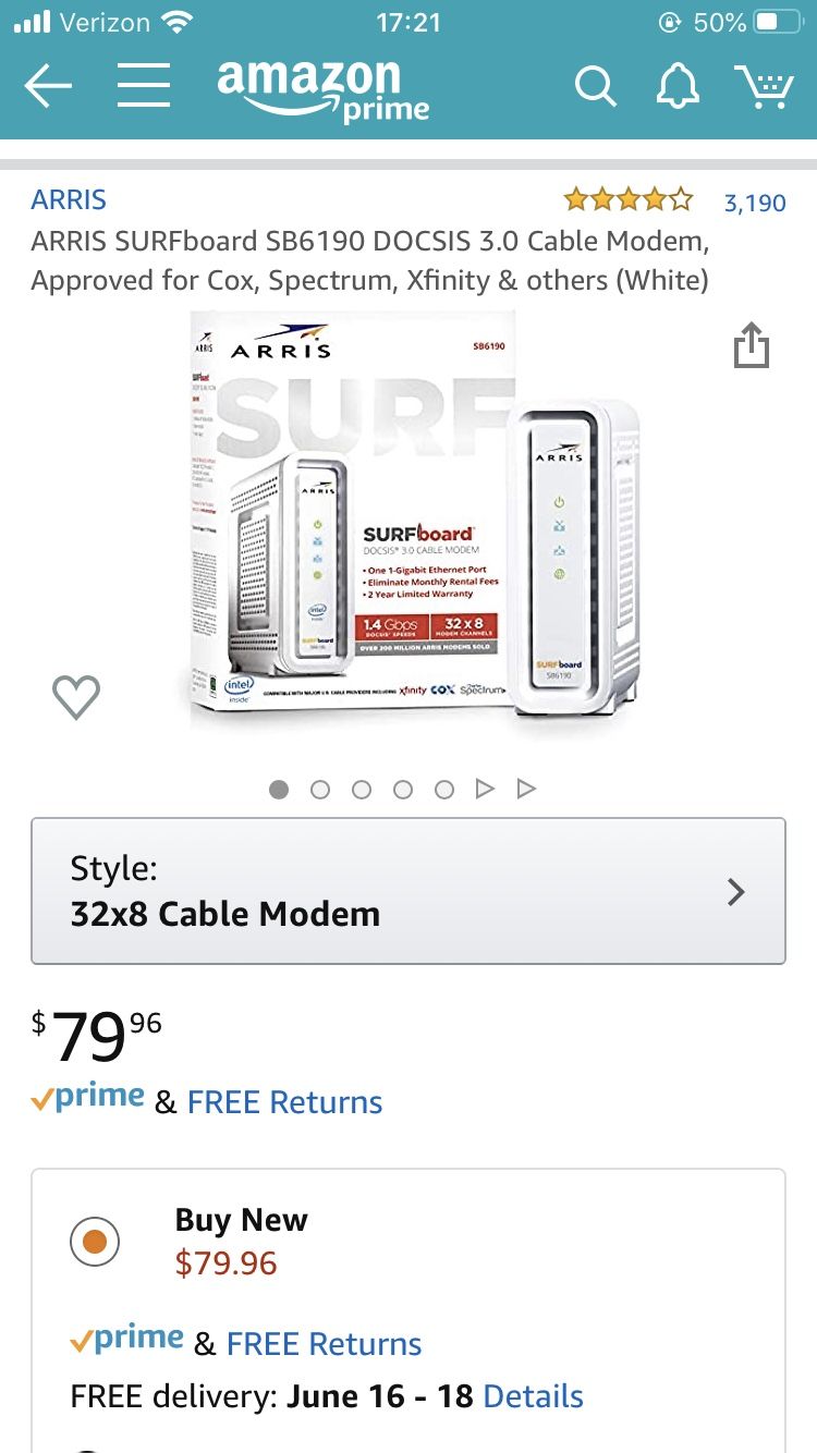 Arris cable modem obo