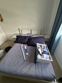 IKEA White Storage Bed Set with Mattress & 2 Nightstands (Like New!)