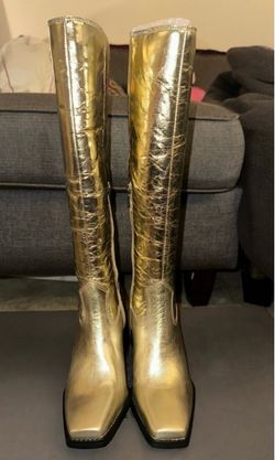 Vince Camuto Gold Metallic Knee-High Western Boots size 5.5