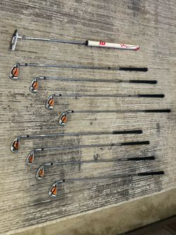 Cobra Amp Irons 5-9, LW, SW, PW - regular shaft - right handed  TaylorMade Spider Putter Blade with Super Stroke Grip