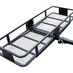 Rockland Steel Folding Hitch Mount Cargo Carrier, 60" X 20" X 6", 500 LBS Capacity, Heavy Duty Trailer Hitch Cargo Carrier, Foldable Hitch Rack Basket
