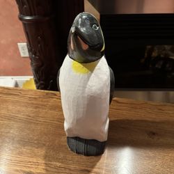 Antique Hand Carved Wooden Penguin Sculpture