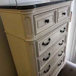 Rustic White Vanity Dresser with Hidden Jewelry Compartment - $300