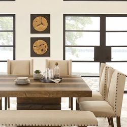 Cindy Crawford beige Wood 🪵 Dining Room Table ! 