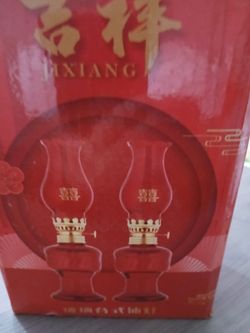 Set of 2 miniature Glass oil lamps