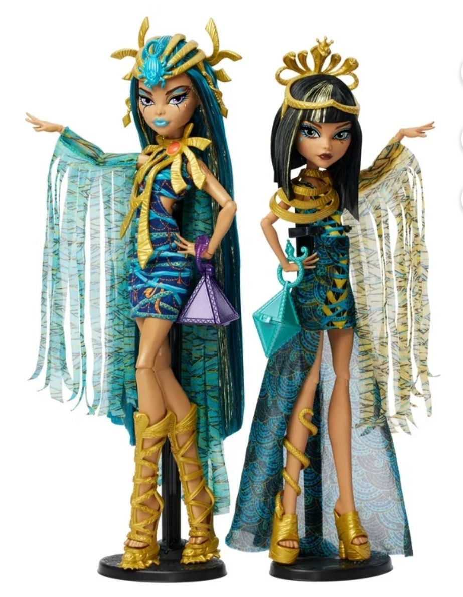 Monster High Mummy Majesties Cleo and Nefera De Nile Collectible Doll Two-Pack