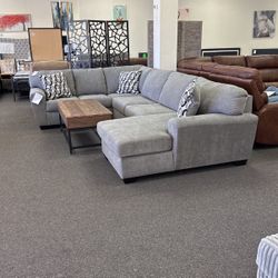 Grey Sectional By Ashley Furniture With RAF chaise 138x90x38H