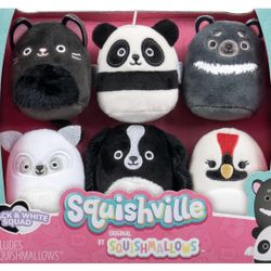 Squishville by Original Squishmallows Black and White Squad Plush - Six 2-Inch Squishmallows Plush  