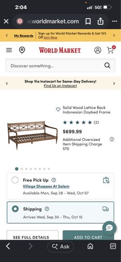 Solid Wood Lattice Back Indonesian Daybed Frame
