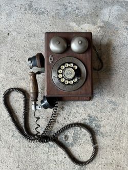 Antique Vintage Western Electric Walnut Wood Wall Telephone As Is