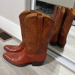 vintage brown lizard skin cowboy boots