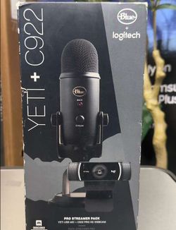 New sealed Blue Microphones Yeti USB Microphone Plus Logitech C922 Pro Streamer HD Webcam with Mic