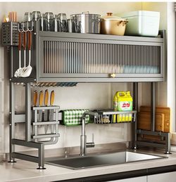 Over The Sink Dish Drainer Drying Rack 3 Tier With Cover