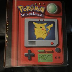 VTG 1998 Pokemon Pikachu & Meowth Pokédex Card Binder Nintendo Game Freak