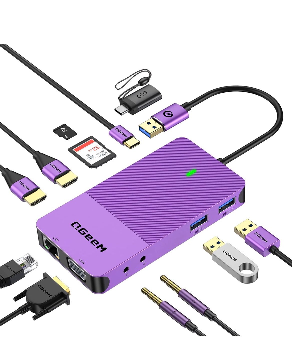 💜 QGeeM 11-in-1 USB 3.0 Docking Station – Triple Display Hub (Purple) 💜  💰 Price: $20 (Brand New – Retails $79.99!) 📍 Pickup Location: S. Durango 