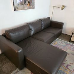 IKEA VIMLE Sofa with Chaise (Farsta Brown, Faux Leather)
