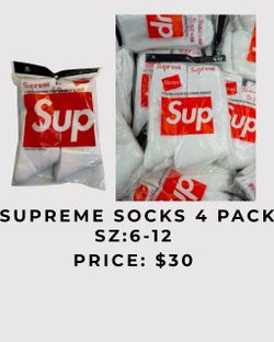 Supreme x Hanes White Crew Socks 4-Pack