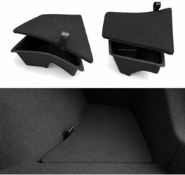 Trunk Side Storage Bins for 24-26 Tesla Model 3 Highland (2 Pack) Waterproof TPE bins with carpeted lids, Hides messy gear like umbrellas and shoes, k