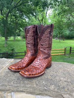 Faux Ostrich Western Boots – Excellent Condition - 11D
