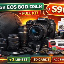 📸 Canon EOS 80D DSLR Camera + 3 Lenses + FULL Kit 🔥