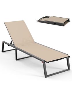 ❤️‍🔥 T)Aluminum Chaise Lounge Chair Outdoor