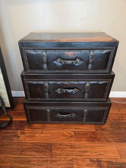 Brown Distresses Leather  3 drawer side dresser