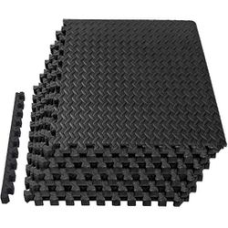 Interlocking Foam Tiles Puzzle Mats for Floor 24 SQ FT, 1/2 inch, 6 Tiles, EVA Gym Mat Flooring Exercise Equipment Mat for Home Gym Equipment, Black, 