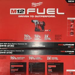 Milwaukee M12 Fuel 5/8” SDS PLUS Rotary Hammer Kit. Model #2416-21XC