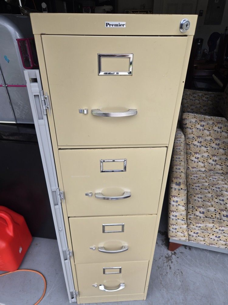 Vertical 4 Drawer Metal File Filing Cabinet Premier Tan