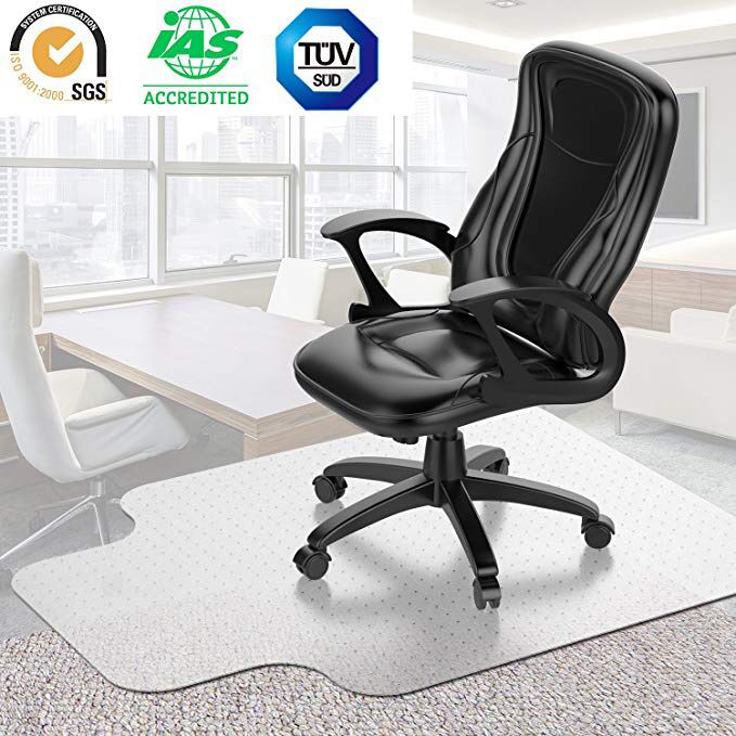 Desk Chair Mat for Carpet(Transparent), Vinyl Floor Protector for Low-Pile Carpets,Non-Slip Bottom, Heavy-Duty | Home, Office, Computer