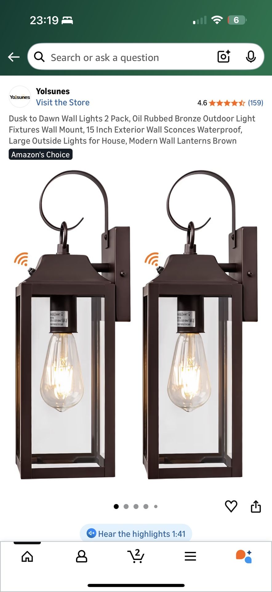Brown 15” Outdoor Light Fixtures