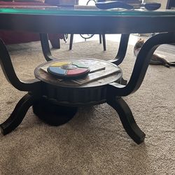 Glass & iron coffee table