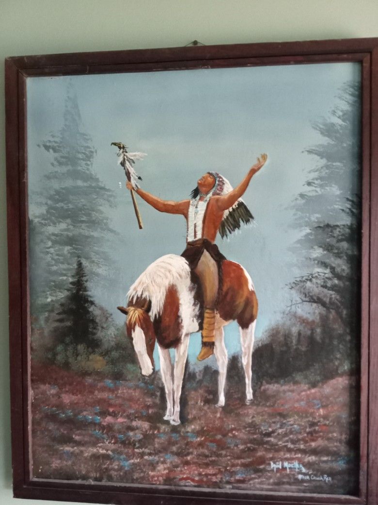 Indian And Horse Oil Painting