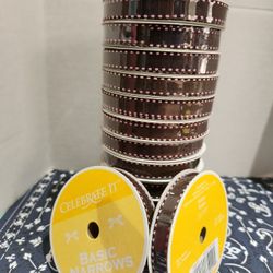 12 Rolls Of Brown And Pink Grosgrain Ribbon