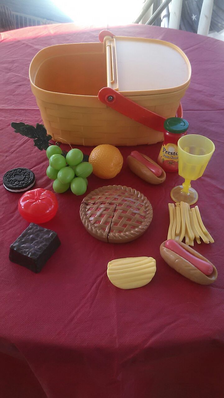 Vintage fisher price picnic basket with food