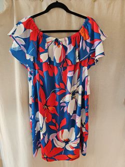 Women's LONDON TIMES SZ14 ON/OFF Shoulder Graphic Floral Dress New With Tag