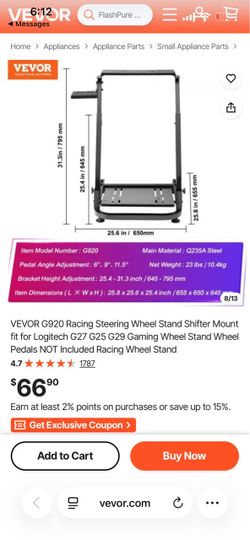 VEVOR G920 Racing Steering Wheel Stand Shifter Mount fit for Logitech G27 G25 G29 Gaming Wheel Stand Wheel Pedals NOT Included Racing Wheel Stand