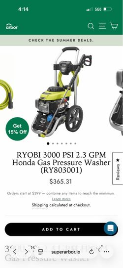 RYOBI 3000 PSI 2.3 GPM Honda Gas Pressure Washer (RY803001)