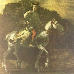 POLISH RIDER, 1655, REMBRANDT Original Vintage Fine Art 1950’s Print USA Printed Antique Dutch Painter Collectible