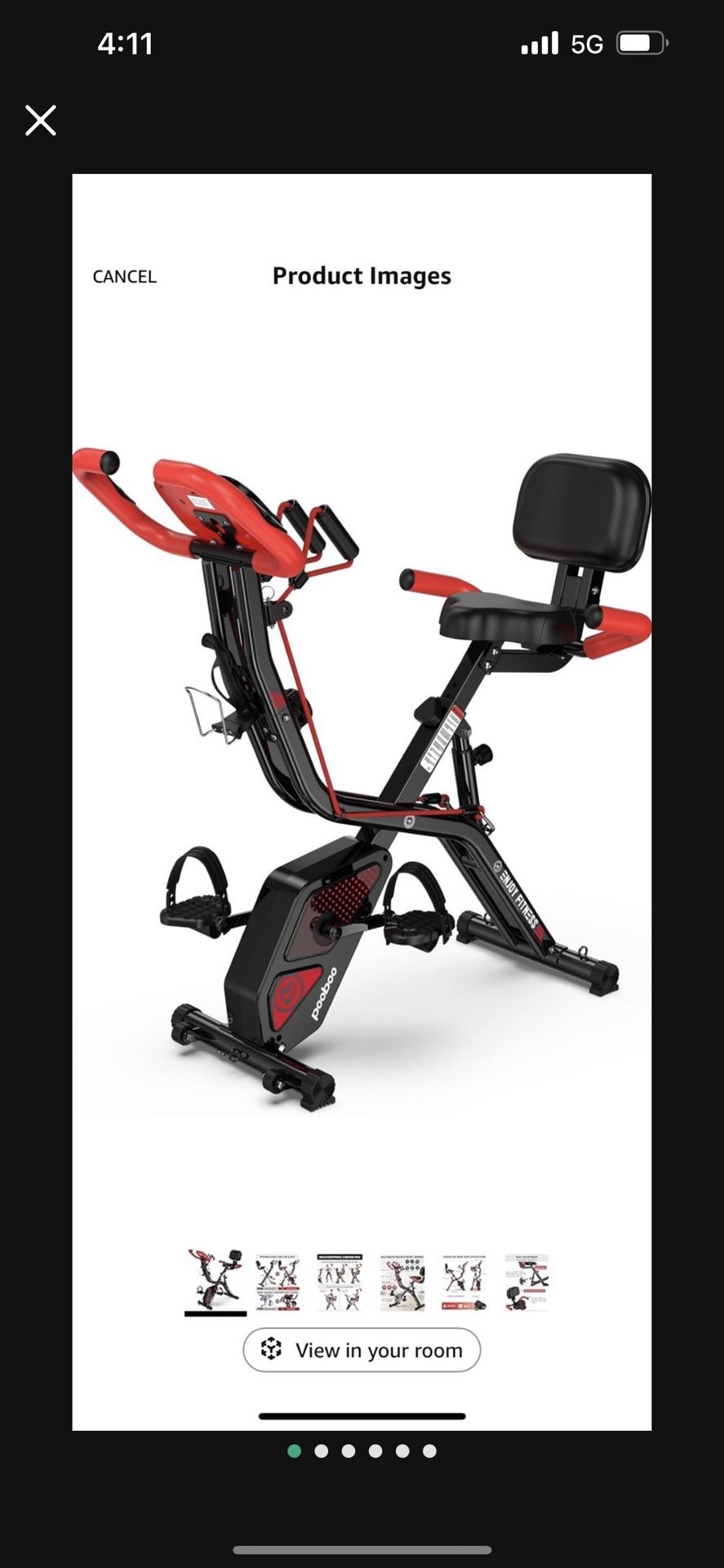 Folding Exercise Bike, Foldable Fitness Stationary Bike Machine, Upright Indoor Cycling Bike, Magnetic X-Bike with 8-Level Adjustable Resistance, Bott